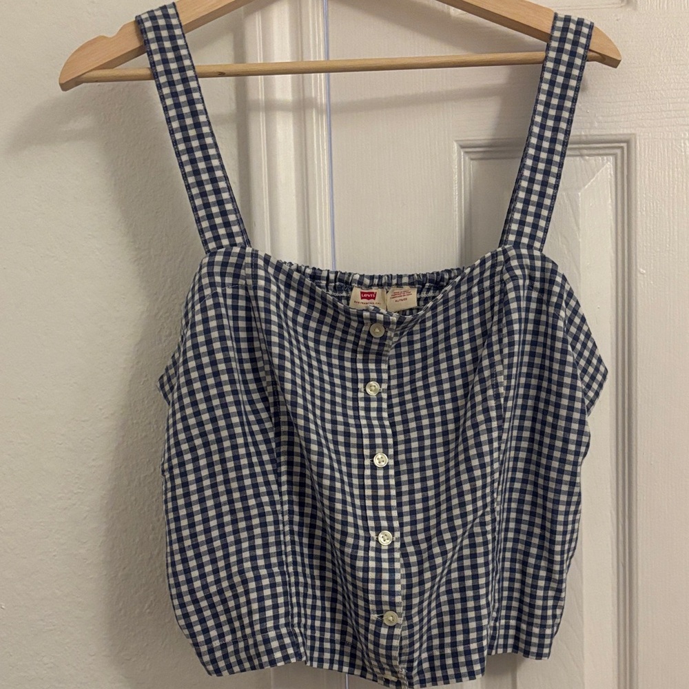 Levi's Navy Checkered Women's Tank Top